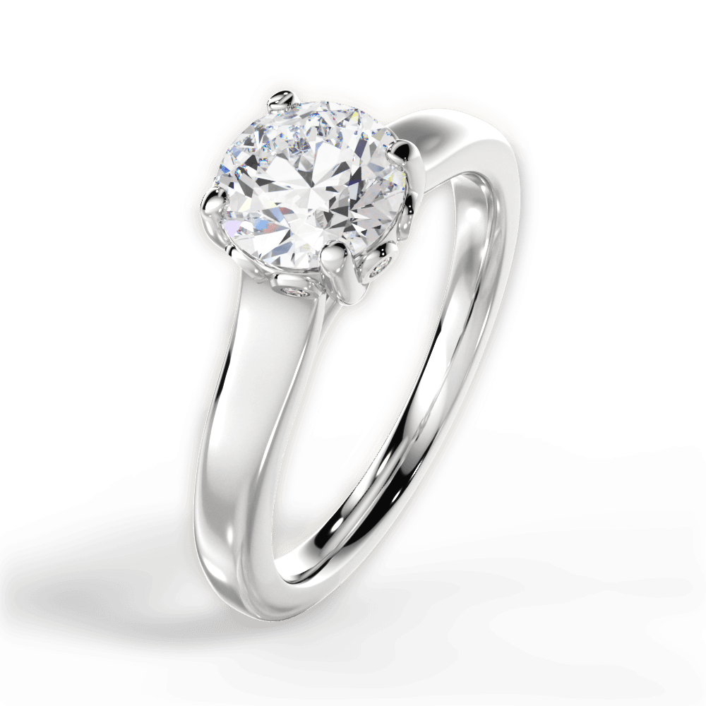 Carol Round Cut Lab Grown Diamond 14Kt White Gold Engagement Ring - View 3