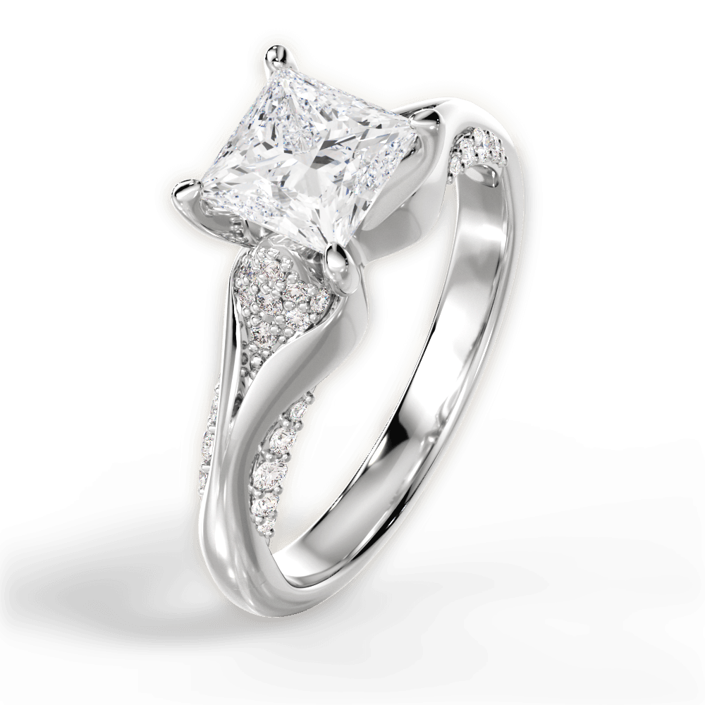 Isabel Princess Cut Lab Grown Diamond Platinum Engagement Ring - View 3