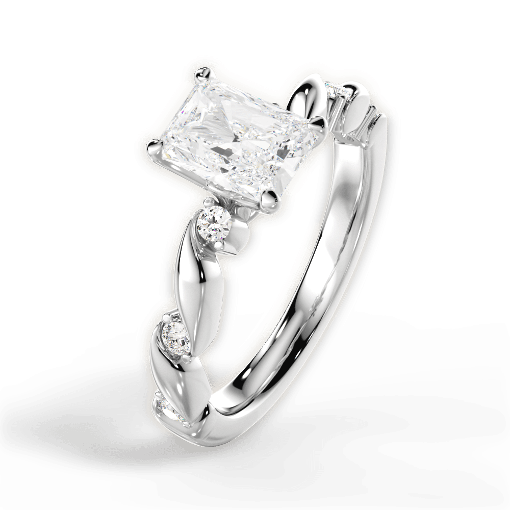 Emma Radiant Cut Lab Grown Diamond 18Kt White Gold Engagement Ring - View 4