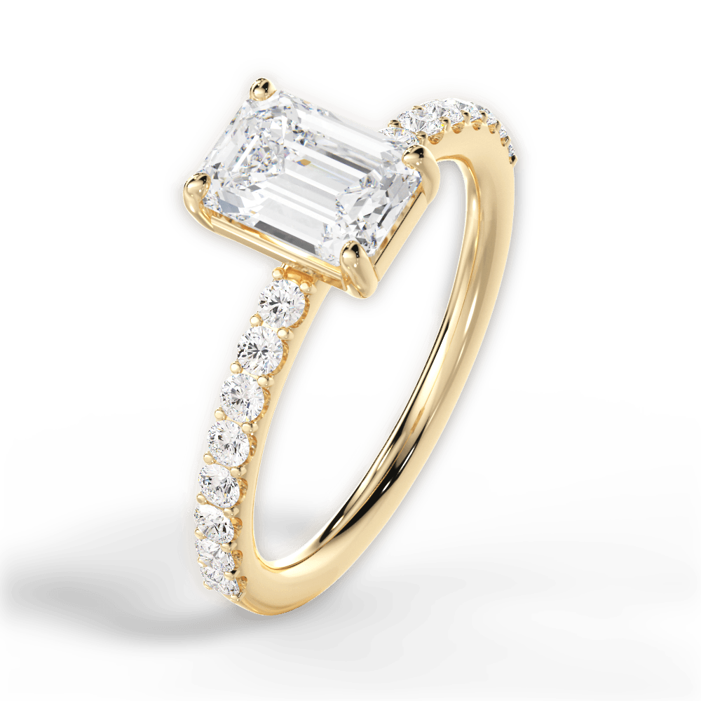 Elsie Emerald Cut Lab Grown Diamond 18Kt Yellow Gold Engagement Ring - View 3
