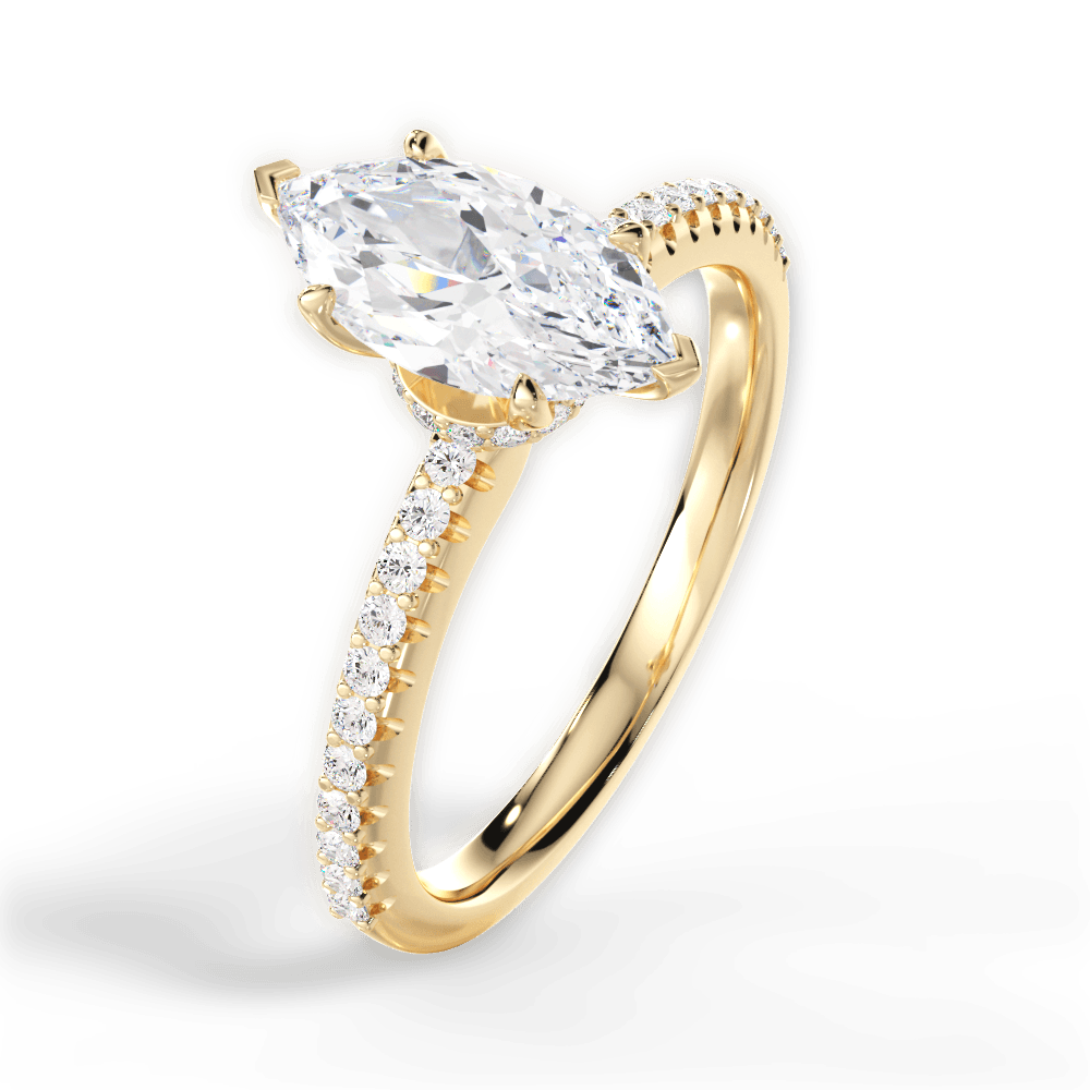Giselle Marquise Cut Lab Grown Diamond 18Kt Yellow Gold Engagement Ring - View 3