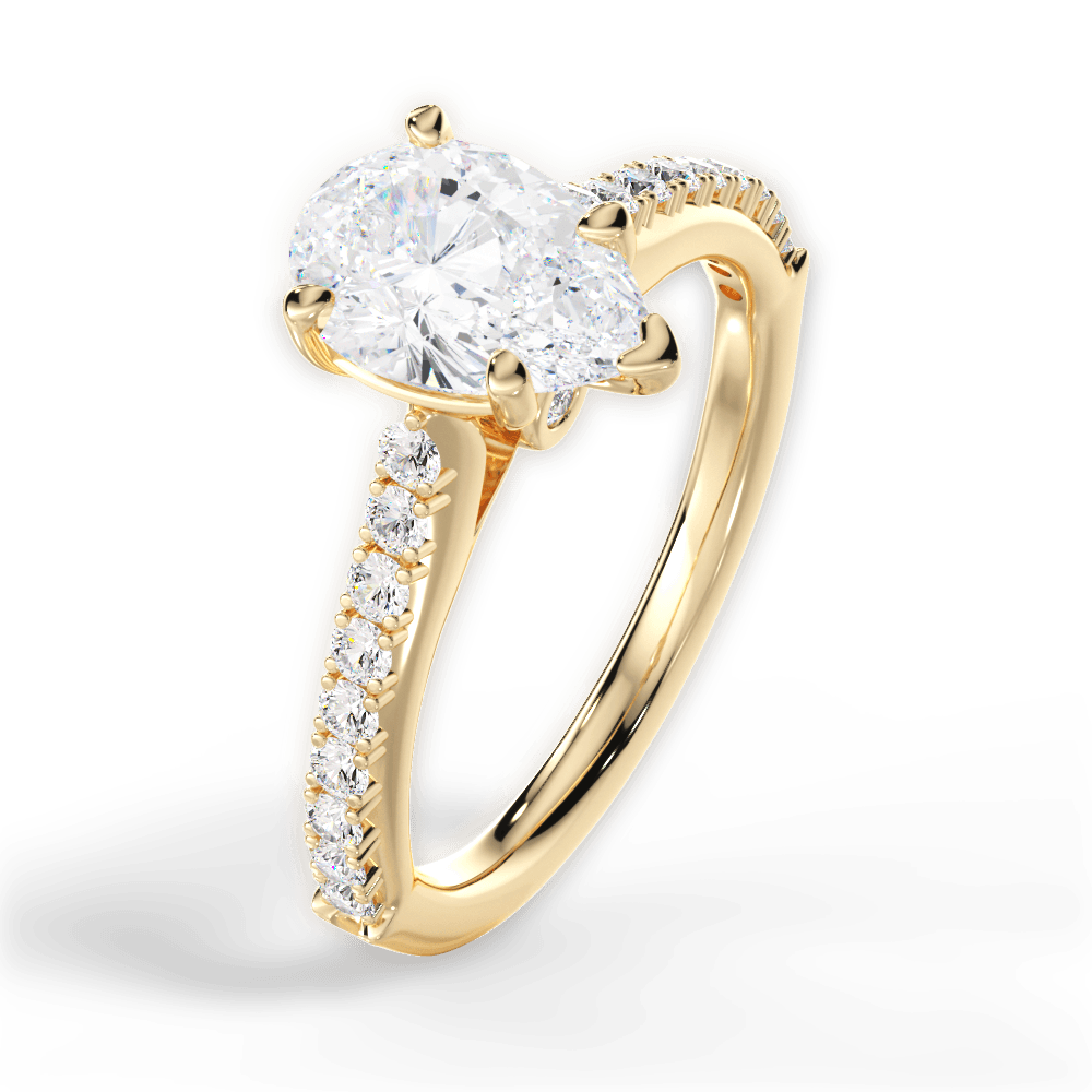 Frances Pear Cut Lab Grown Diamond 18Kt Yellow Gold Engagement Ring - View 4