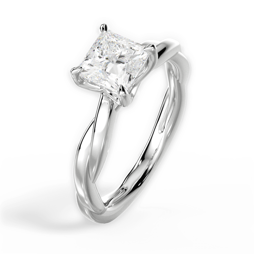 Bianca Princess Cut Lab Grown Diamond 14Kt White Gold Engagement Ring - View 3