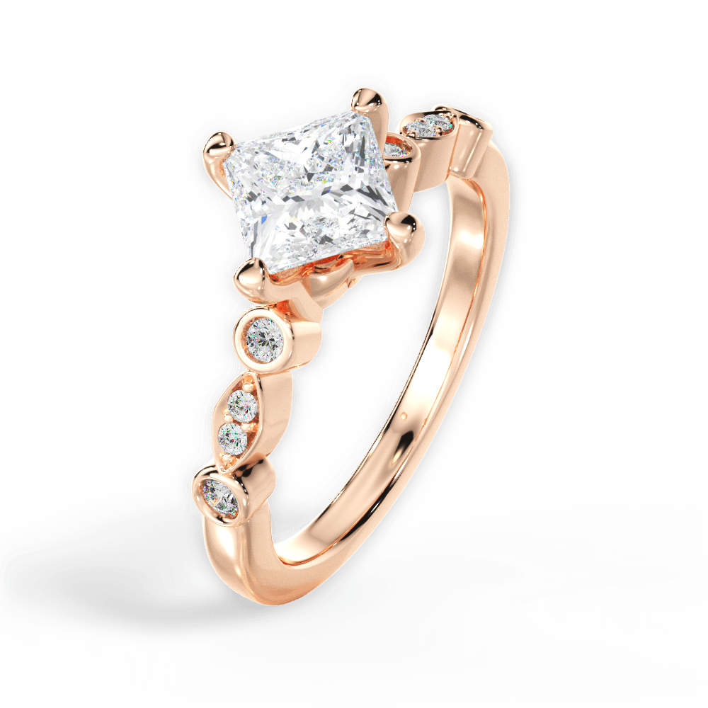 Catherine Princess Cut Lab Grown Diamond 18Kt Rose Gold Engagement Ring - View 3