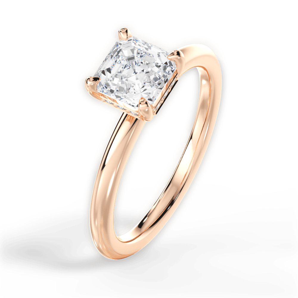 Brenda Asscher Cut Lab Grown Diamond 18Kt Rose Gold Engagement Ring - View 3