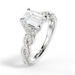 Justine Emerald Cut Lab Grown Diamond 14Kt White Gold Engagement Ring - View 4
