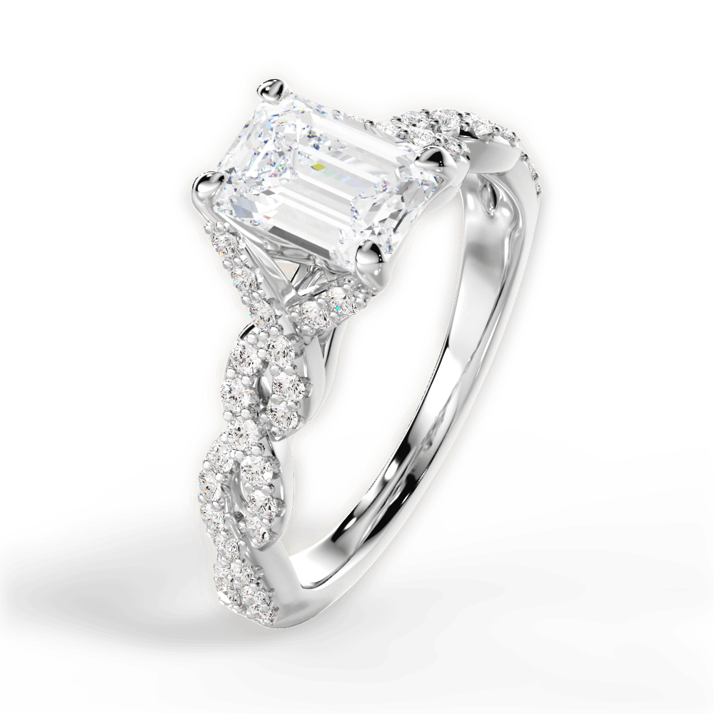 Justine Emerald Cut Lab Grown Diamond 14Kt White Gold Engagement Ring - View 4
