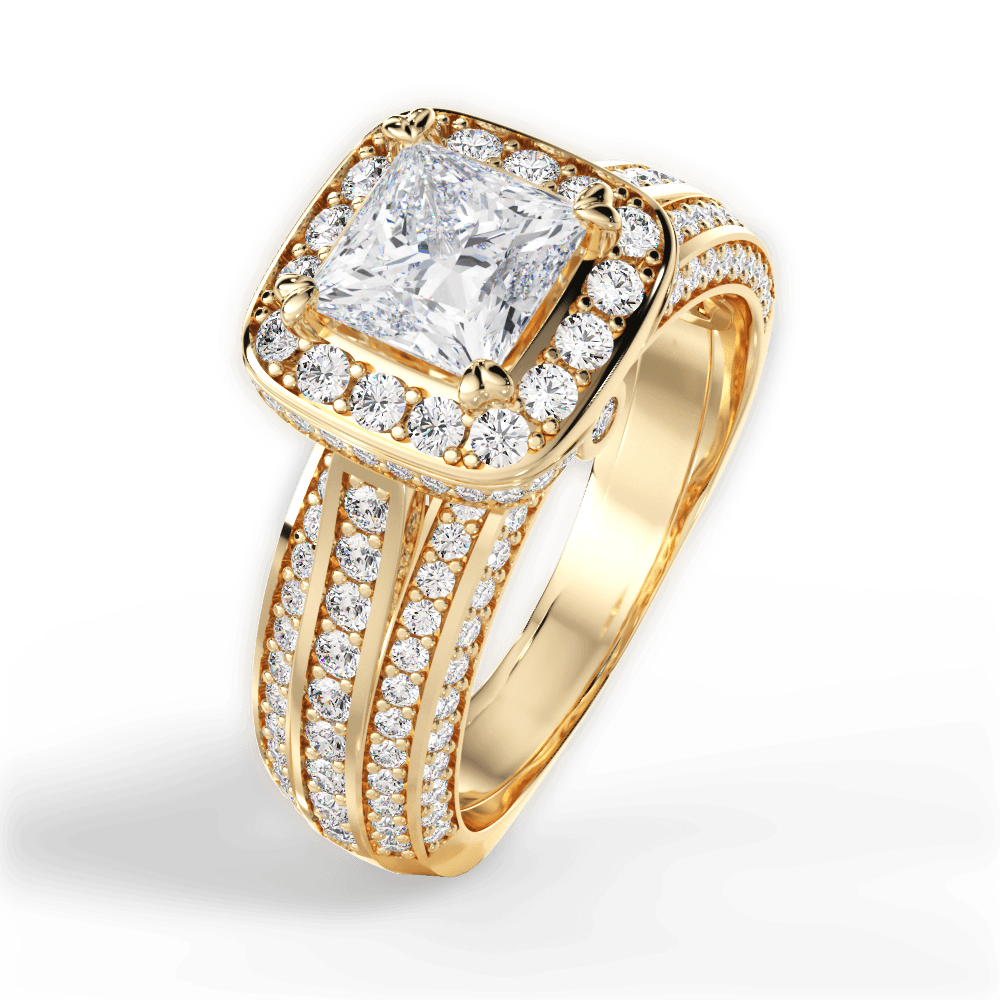Madison Princess Cut Lab Grown Diamond 18Kt Yellow Gold Engagement Ring - View 3