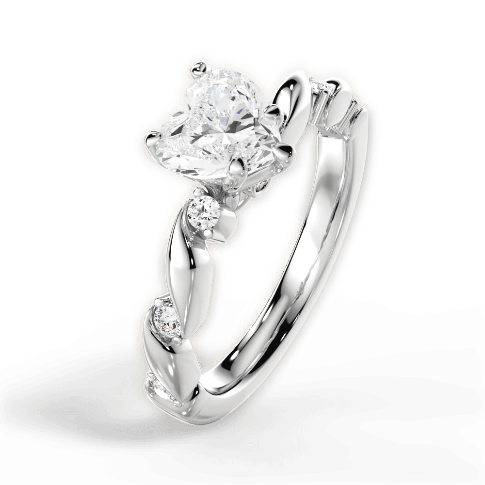 Emma Heart Cut Lab Grown Diamond 18Kt White Gold Engagement Ring - View 3
