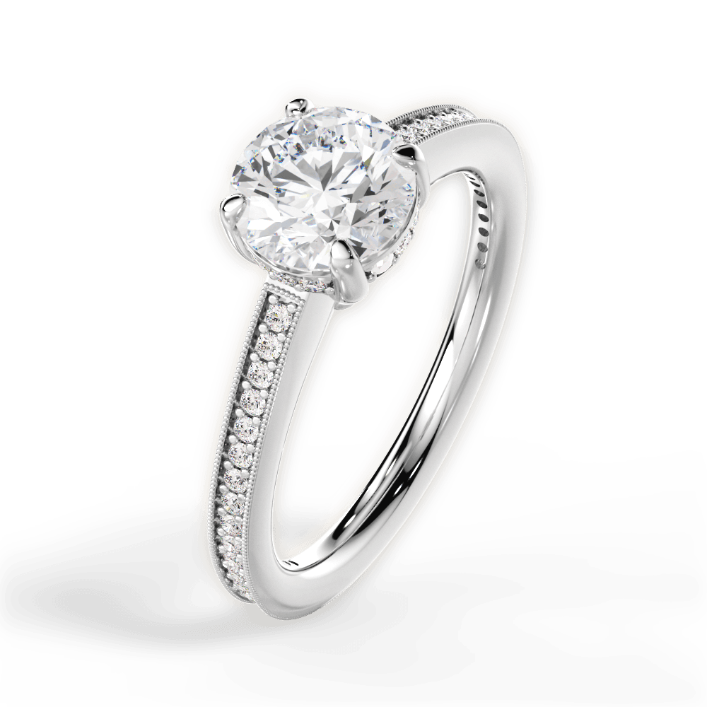 Janet Round Cut Lab Grown Diamond 14Kt White Gold Engagement Ring - View 4