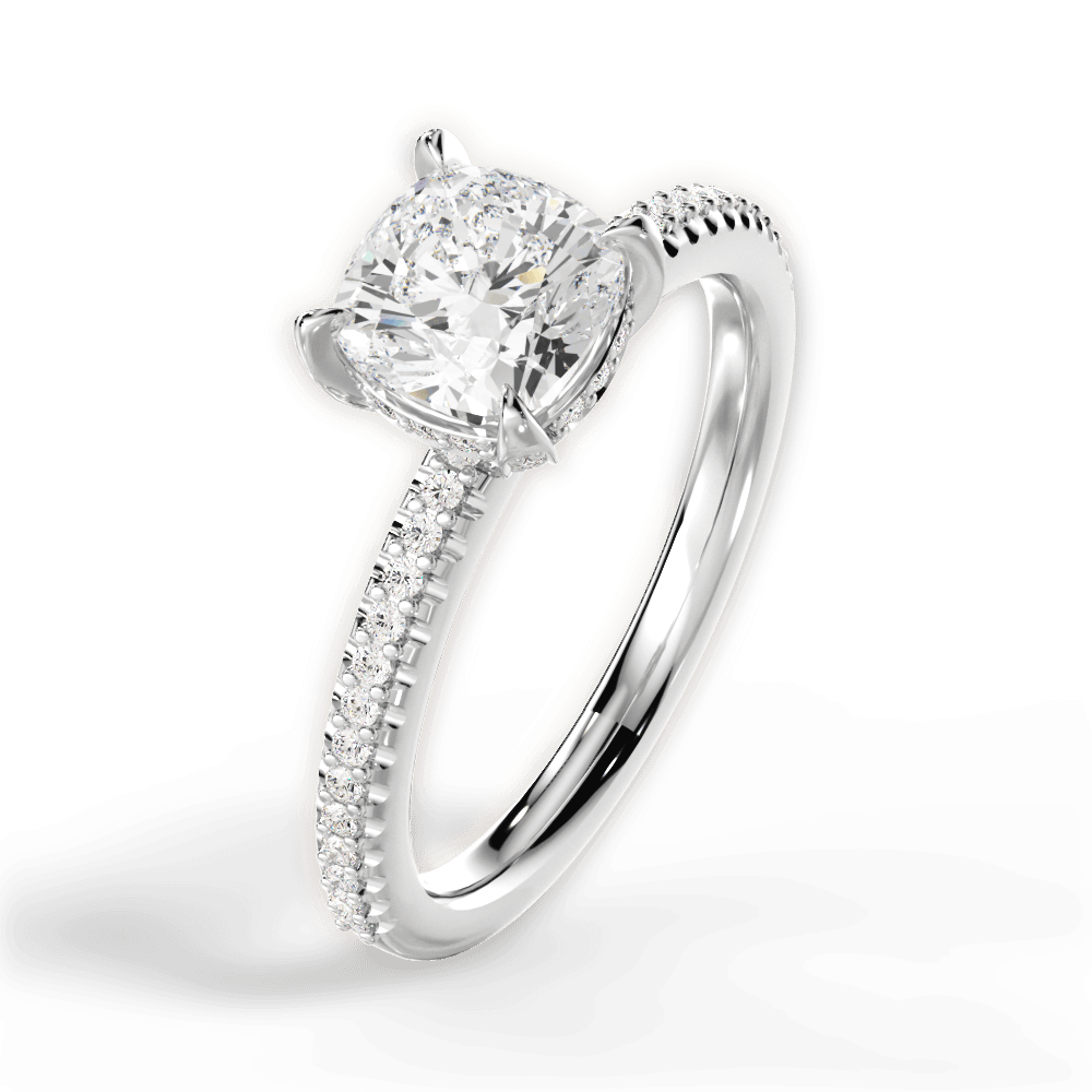 Helen Cushion Cut Lab Grown Diamond Platinum Engagement Ring - View 2