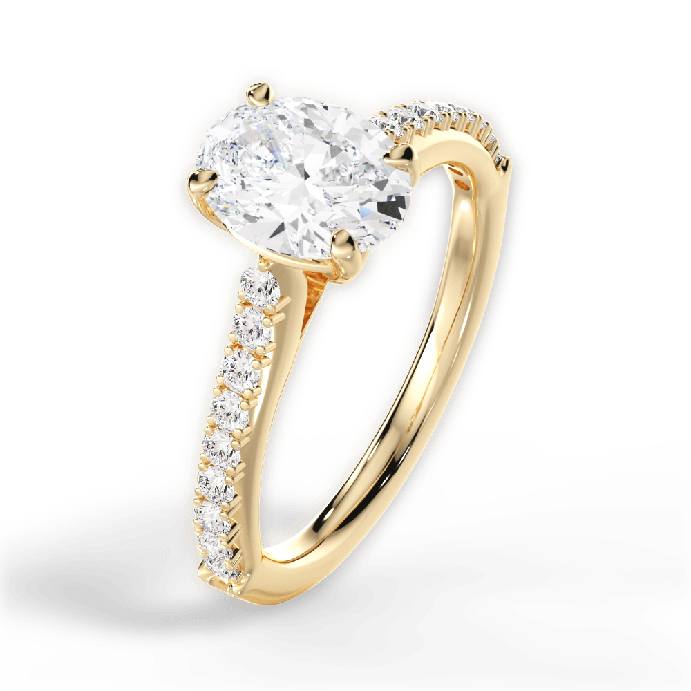 Frances Oval Cut Lab Grown Diamond 18Kt Yellow Gold Engagement Ring - View 3