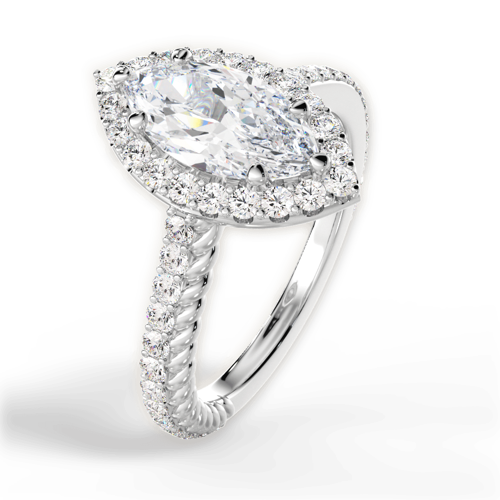 Kim Marquise Cut Lab Grown Diamond 18Kt White Gold Engagement Ring - View 4