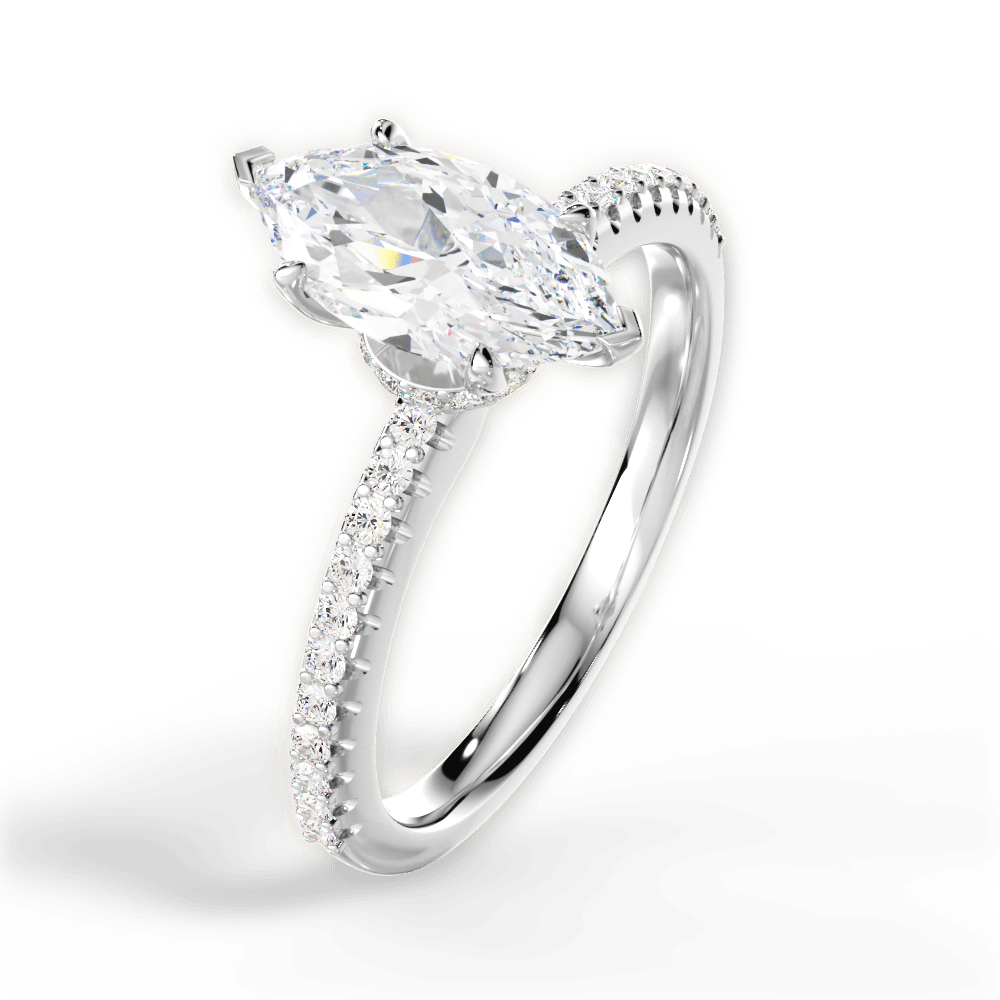 Giselle Marquise Cut Lab Grown Diamond 14Kt White Gold Engagement Ring - View 3