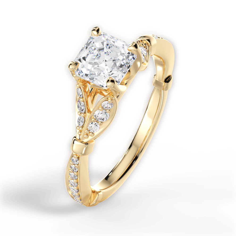 Geraldine Asscher Cut Lab Grown Diamond 18Kt Yellow Gold Engagement Ring - View 2