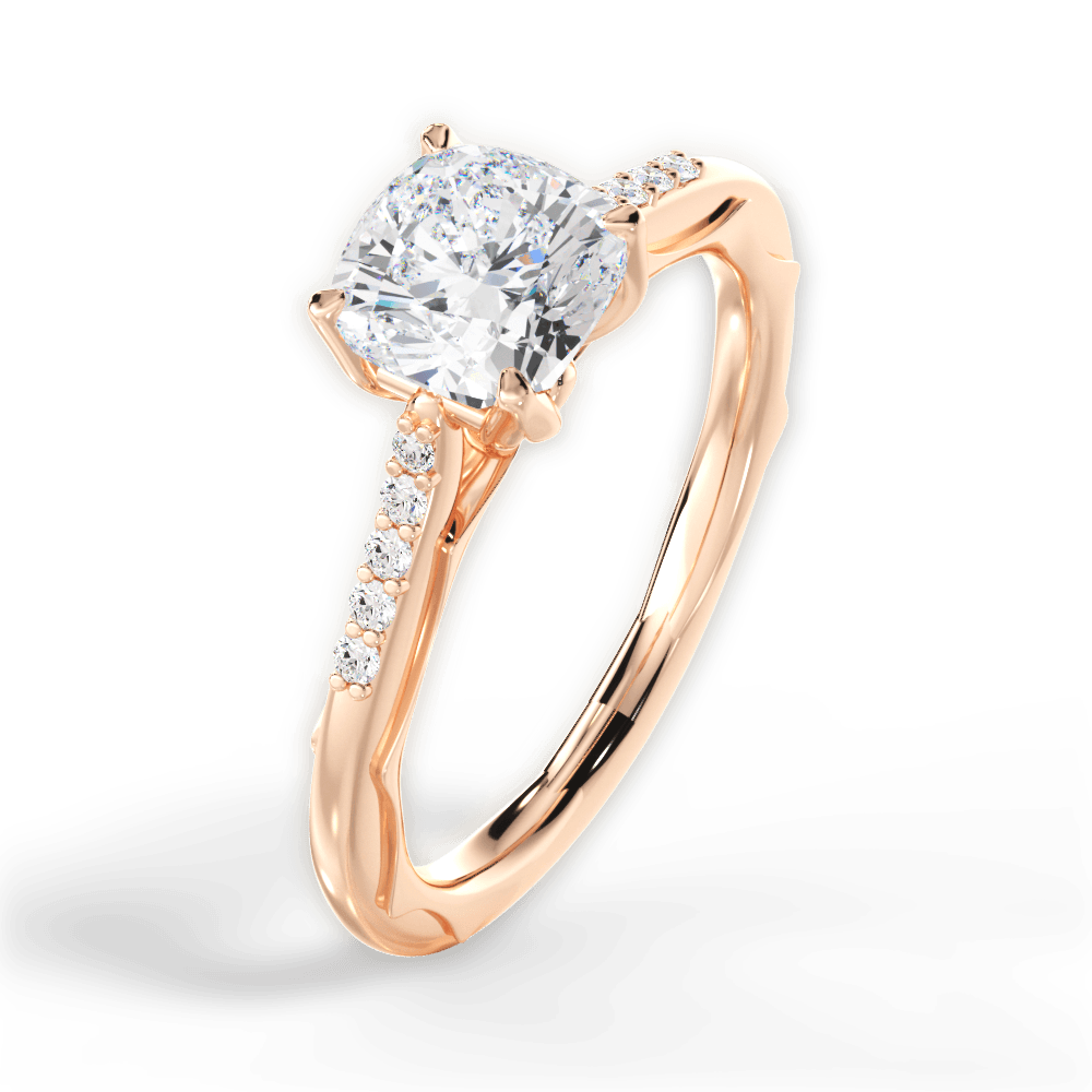 Christina Cushion Cut Lab Grown Diamond 18Kt Rose Gold Engagement Ring - View 3