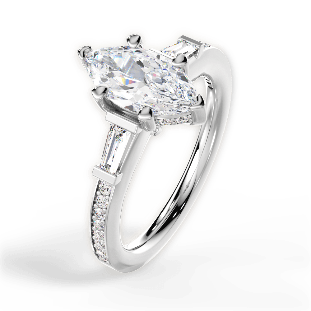 Katie Marquise Cut Lab Grown Diamond 18Kt White Gold Engagement Ring - View 3