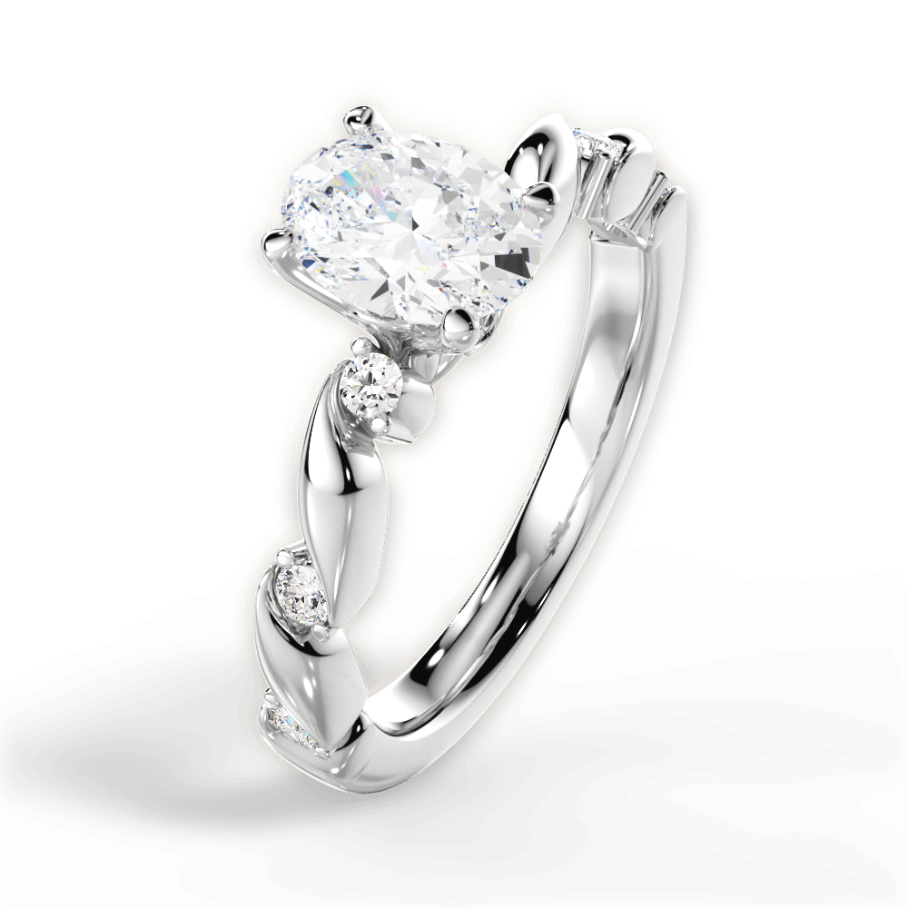 Emma Oval Cut Lab Grown Diamond 14Kt White Gold Engagement Ring - View 4
