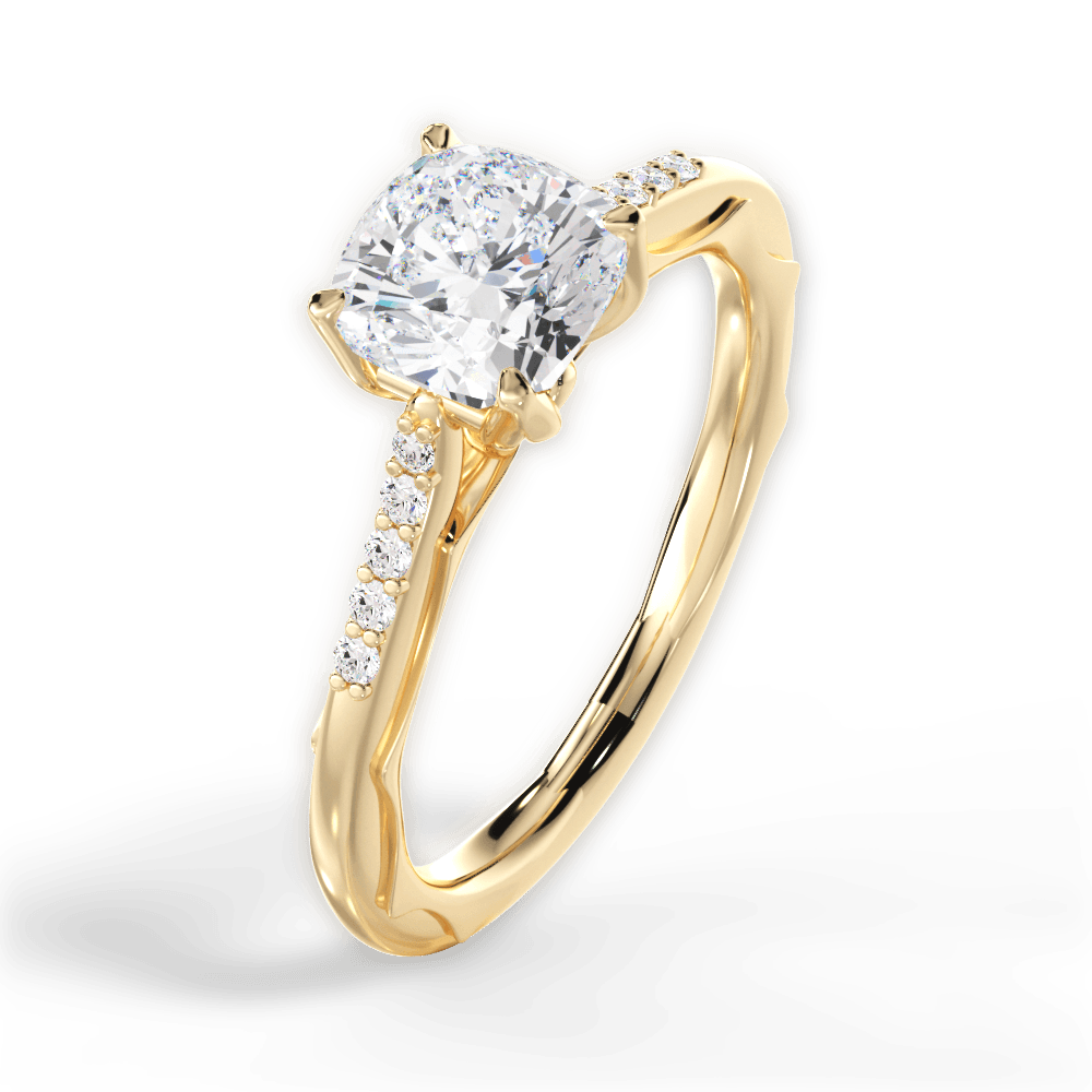 Christina Cushion Cut Lab Grown Diamond 18Kt Yellow Gold Engagement Ring - View 4