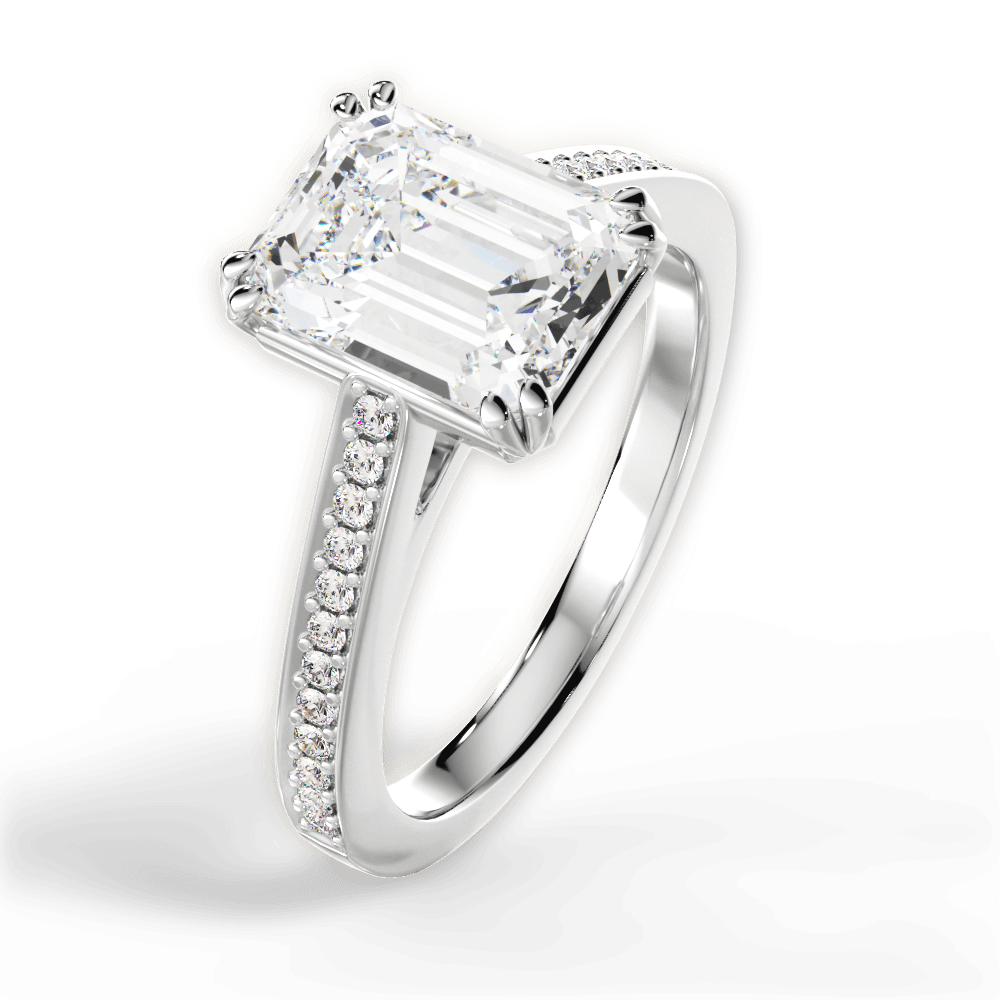 Denise Emerald Cut Lab Grown Diamond 14Kt White Gold Engagement Ring - View 2