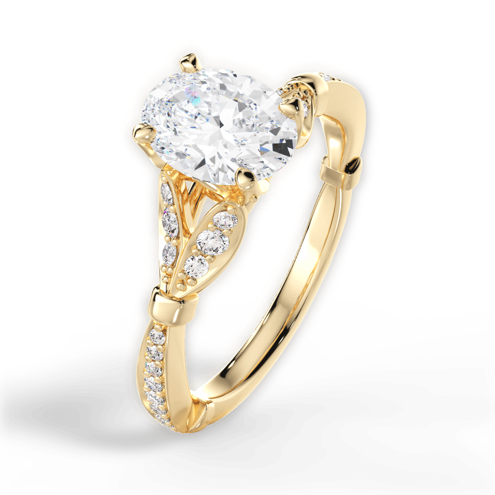 Geraldine Oval Cut Lab Grown Diamond 18Kt Yellow Gold Engagement Ring - View 3