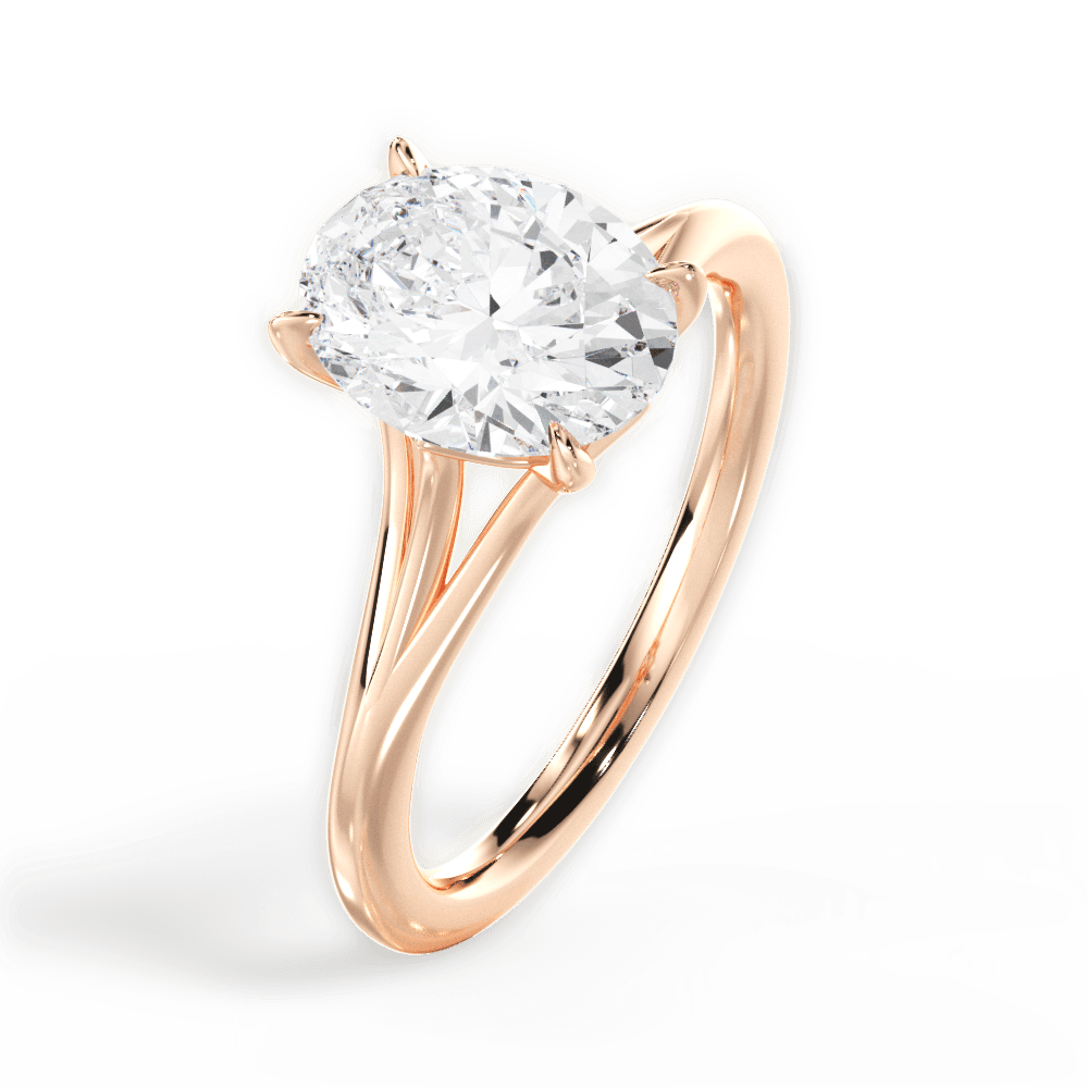 Anita Oval Cut Lab Grown Diamond 18Kt Rose Gold Engagement Ring - View 2