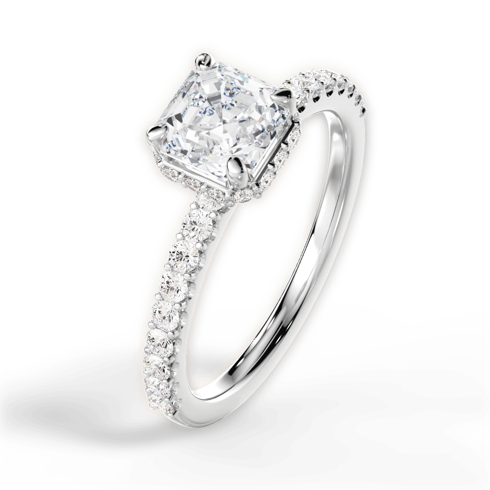Isabella Asscher Cut Lab Grown Diamond 14Kt White Gold Engagement Ring - View 3