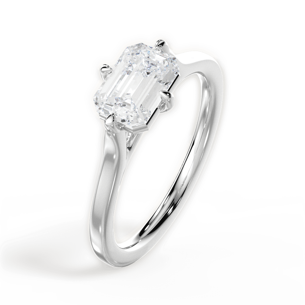 Bernadette Emerald Cut Lab Grown Diamond 18Kt White Gold Engagement Ring - View 4