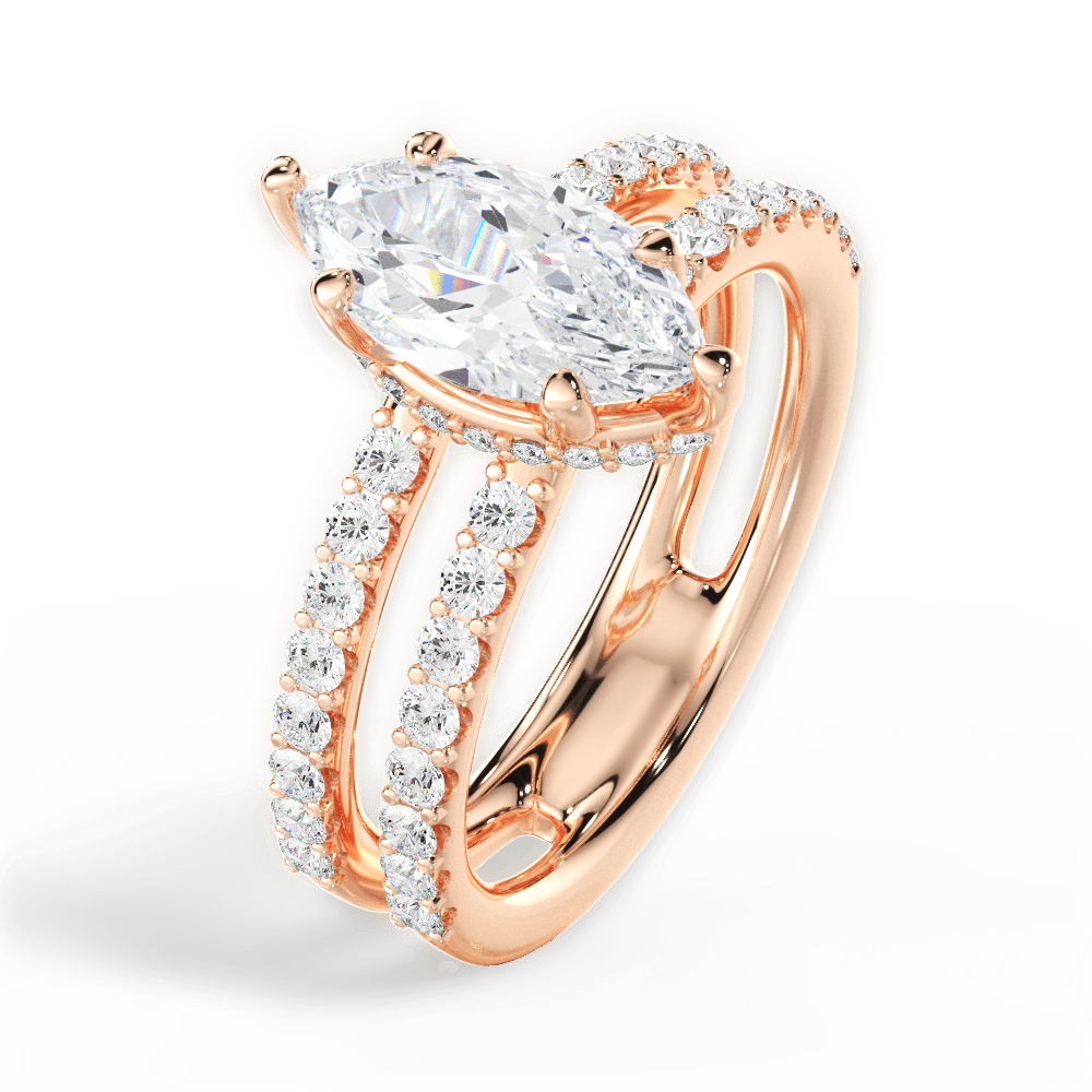 Christie Marquise Cut Lab Grown Diamond 18Kt Rose Gold Engagement Ring - View 2