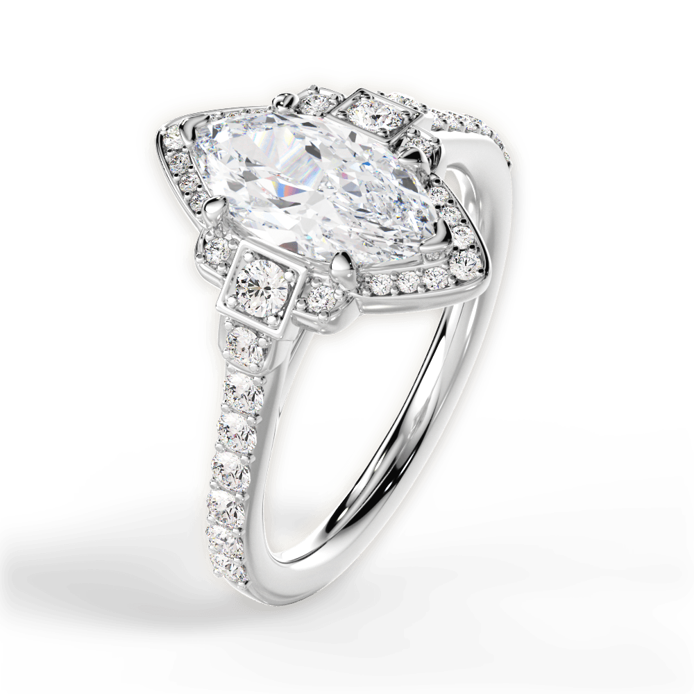 Joyce Marquise Cut Lab Grown Diamond 14Kt White Gold Engagement Ring - View 3