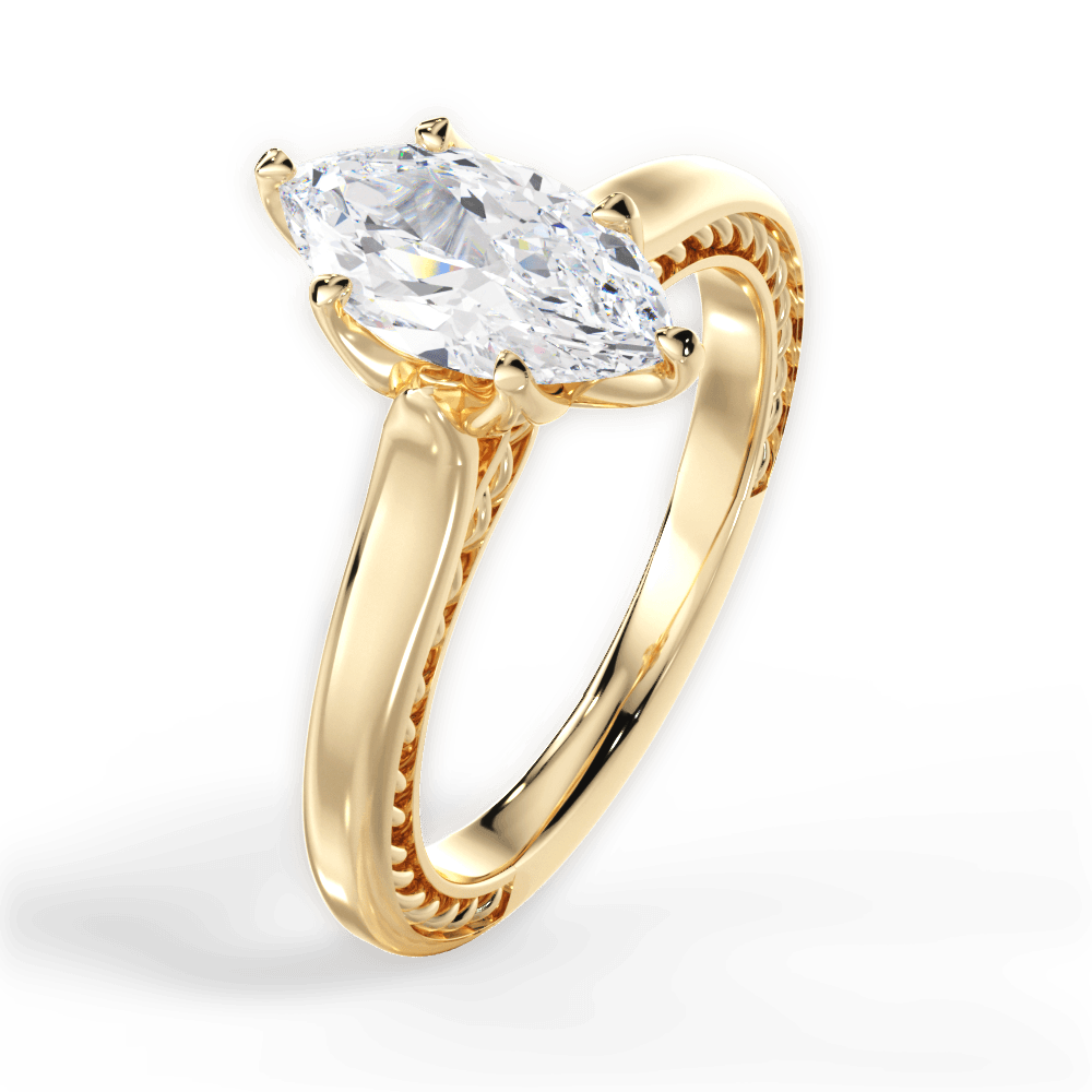 Carrie Marquise Cut Lab Grown Diamond 18Kt Yellow Gold Engagement Ring - View 4