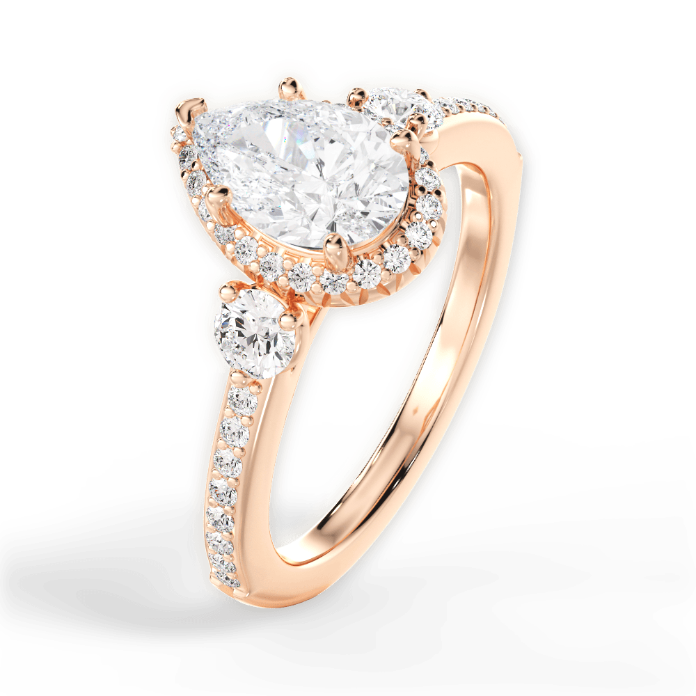 Julia Pear Cut Lab Grown Diamond 18Kt Rose Gold Engagement Ring - View 2