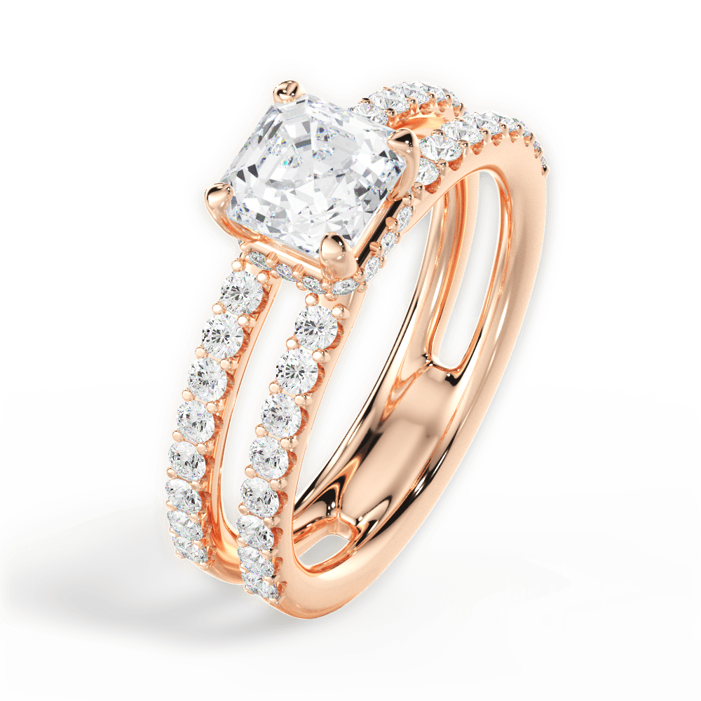 Christie Asscher Cut Lab Grown Diamond 18Kt Rose Gold Engagement Ring - View 3