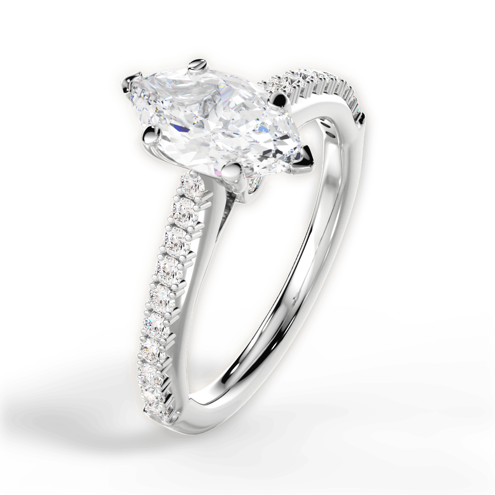 Frances Marquise Cut Lab Grown Diamond Platinum Engagement Ring - View 2