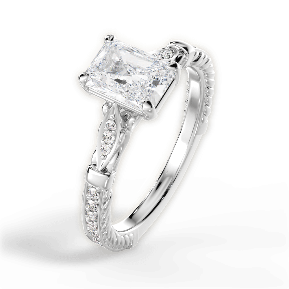 Gabriela Radiant Cut Lab Grown Diamond Platinum Engagement Ring - View 4