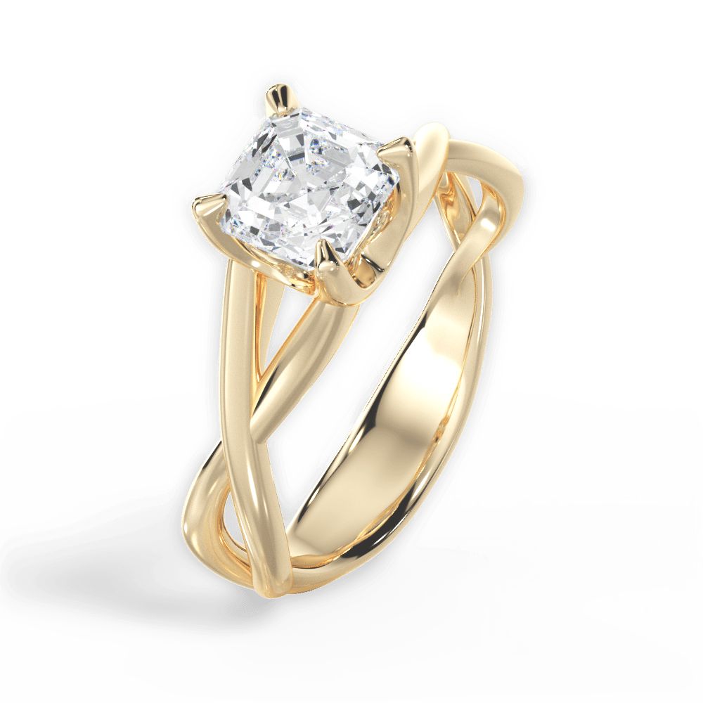 Aubrey Asscher Cut Lab Grown Diamond 18Kt Yellow Gold Engagement Ring - View 4