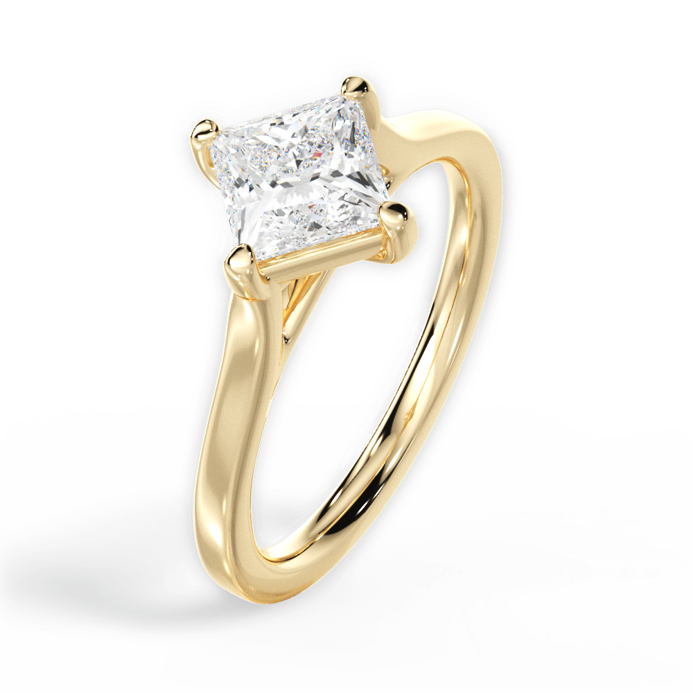 Bernadette Princess Cut Lab Grown Diamond 18Kt Yellow Gold Engagement Ring - View 2