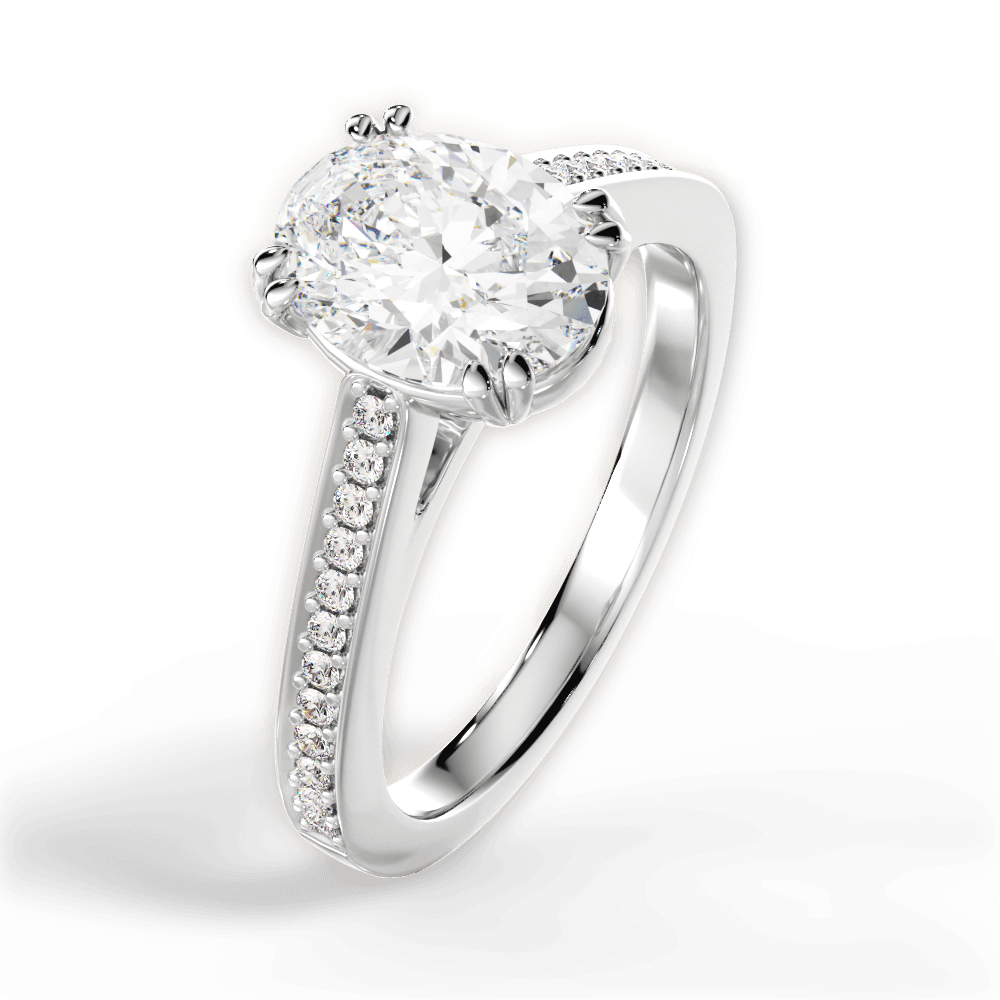 Denise Oval Cut Lab Grown Diamond 18Kt White Gold Engagement Ring - View 4