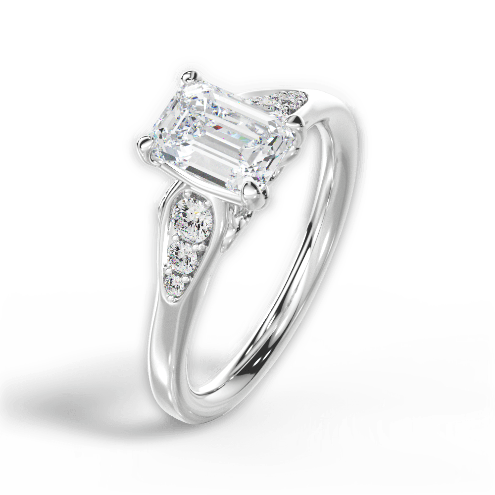 Cecilia Emerald Cut Lab Grown Diamond 14Kt White Gold Engagement Ring - View 4