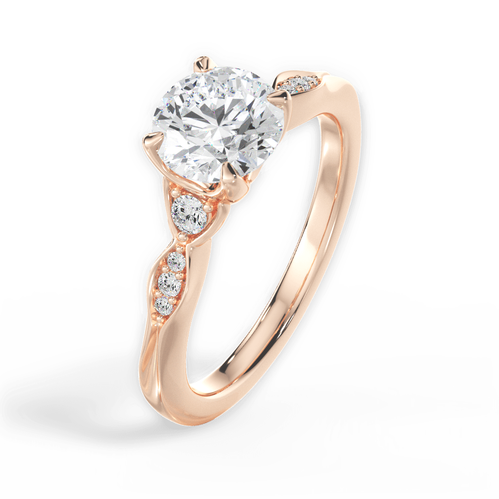 Cassie Round Cut Lab Grown Diamond 18Kt Rose Gold Engagement Ring - View 3