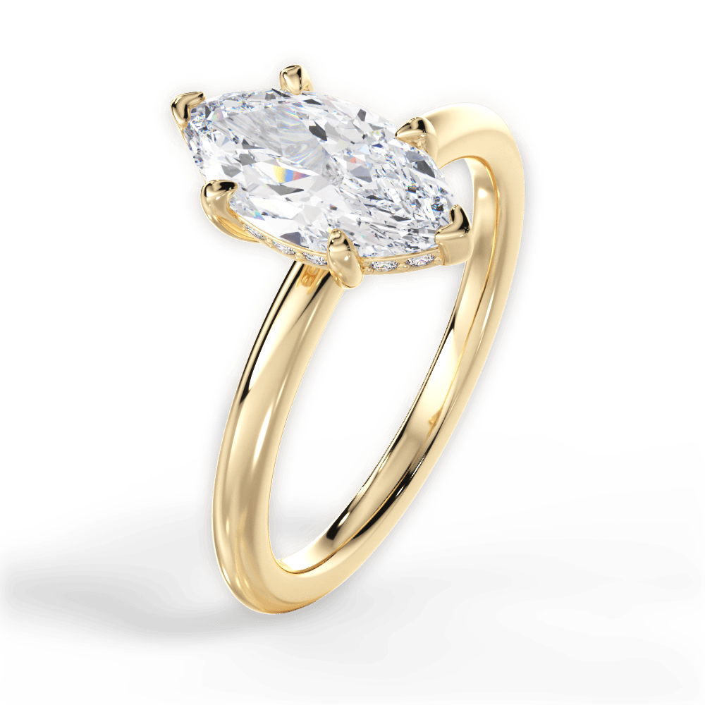 Brenda Marquise Cut Lab Grown Diamond 18Kt Yellow Gold Engagement Ring - View 3