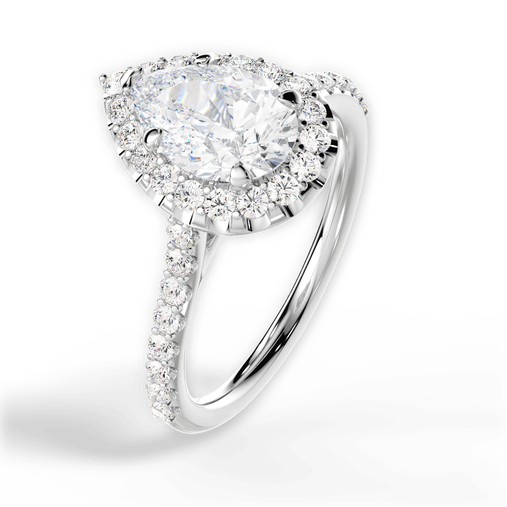 Leah Pear Cut Lab Grown Diamond Platinum Engagement Ring - View 2