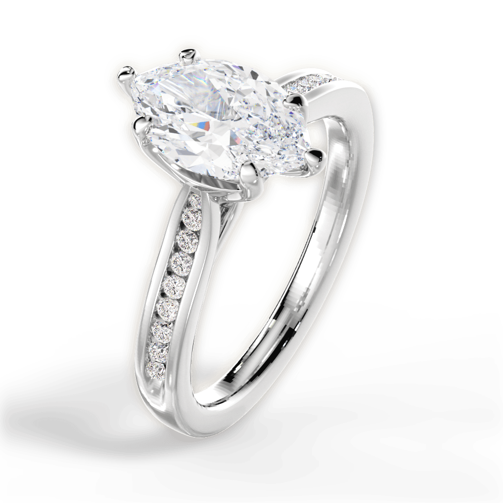 Elena Marquise Cut Lab Grown Diamond Platinum Engagement Ring - View 2