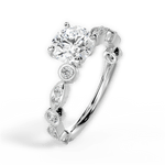 Edith Round Cut Lab Grown Diamond Platinum Engagement Ring - View 3