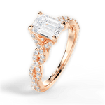 Justine Emerald Cut Lab Grown Diamond 18Kt Rose Gold Engagement Ring - View 3