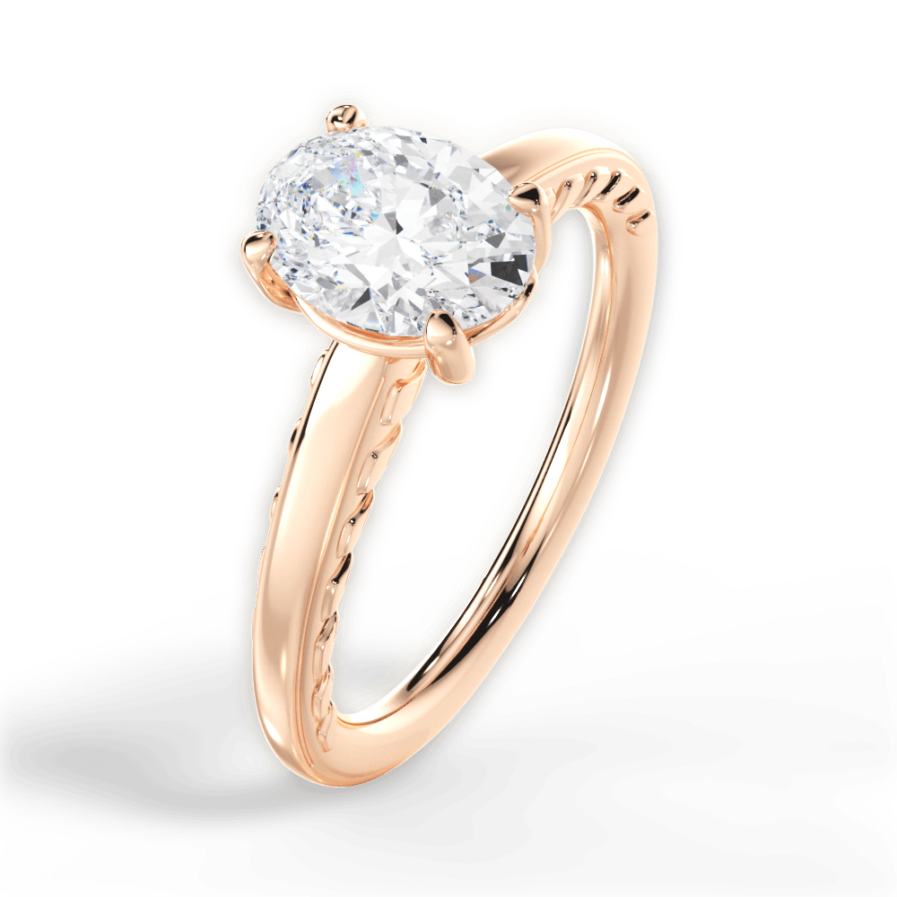 Annette Oval Cut Lab Grown Diamond 18Kt Rose Gold Engagement Ring - View 3