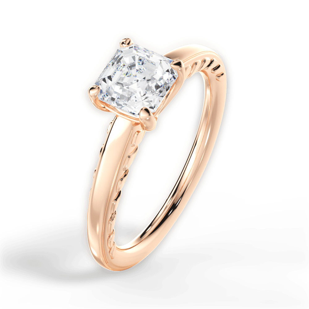 Annette Asscher Cut Lab Grown Diamond 18Kt Rose Gold Engagement Ring - View 4