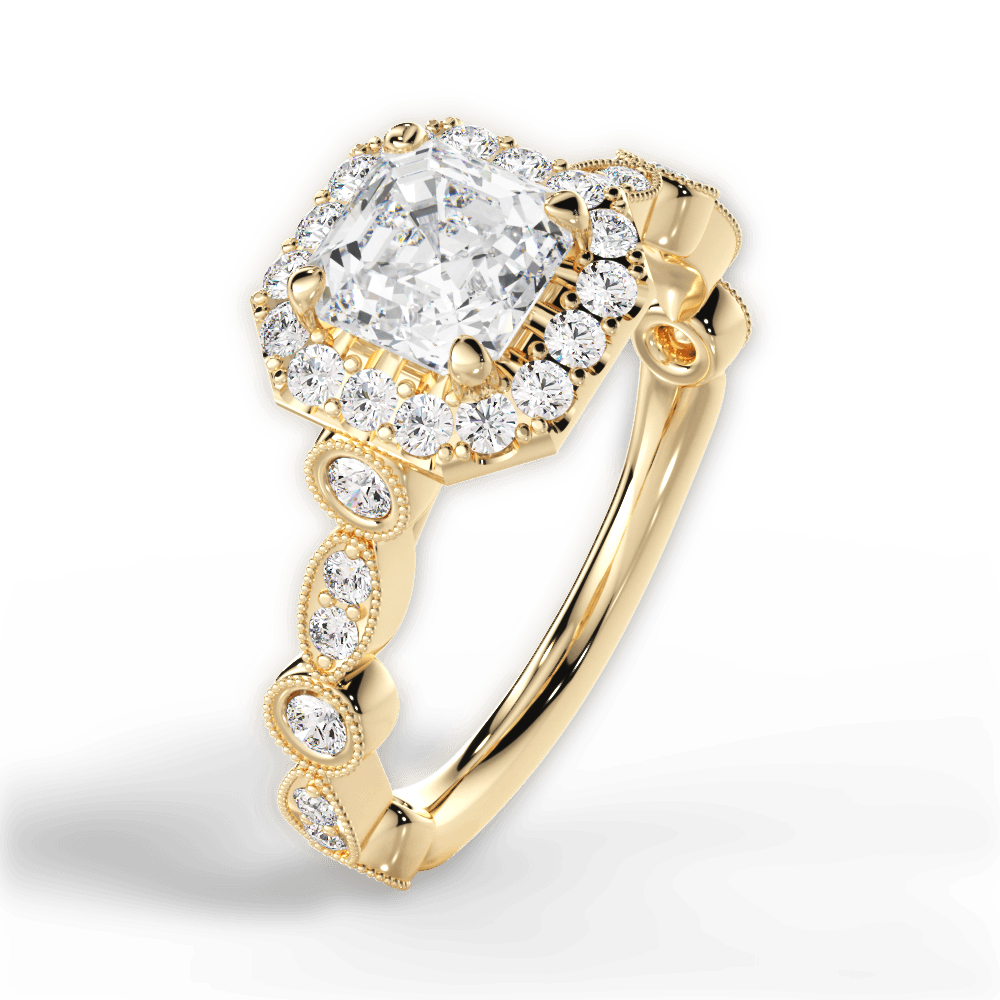 Irene Asscher Cut Lab Grown Diamond 18Kt Yellow Gold Engagement Ring - View 2