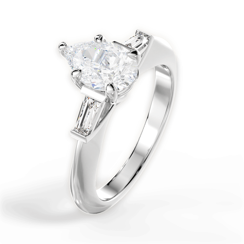 Emily Pear Cut Lab Grown Diamond 18Kt White Gold Engagement Ring - View 2