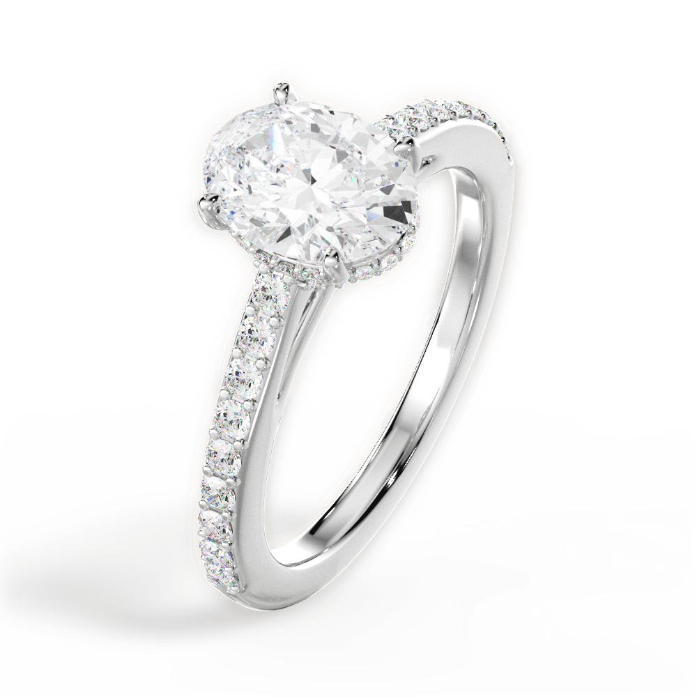 Joan Oval Cut Lab Grown Diamond 18Kt White Gold Engagement Ring - View 2